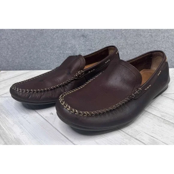 Frye Lewis Venetian Men's 9.5D Tan Brown Leather Loafers Driving Slip On Casual - Picture 2 of 9